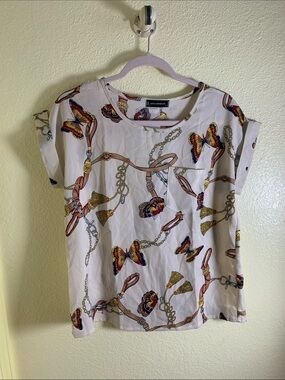 NWT ANNA MORGAN COLLECTION White Short Sleeve Top, Size S